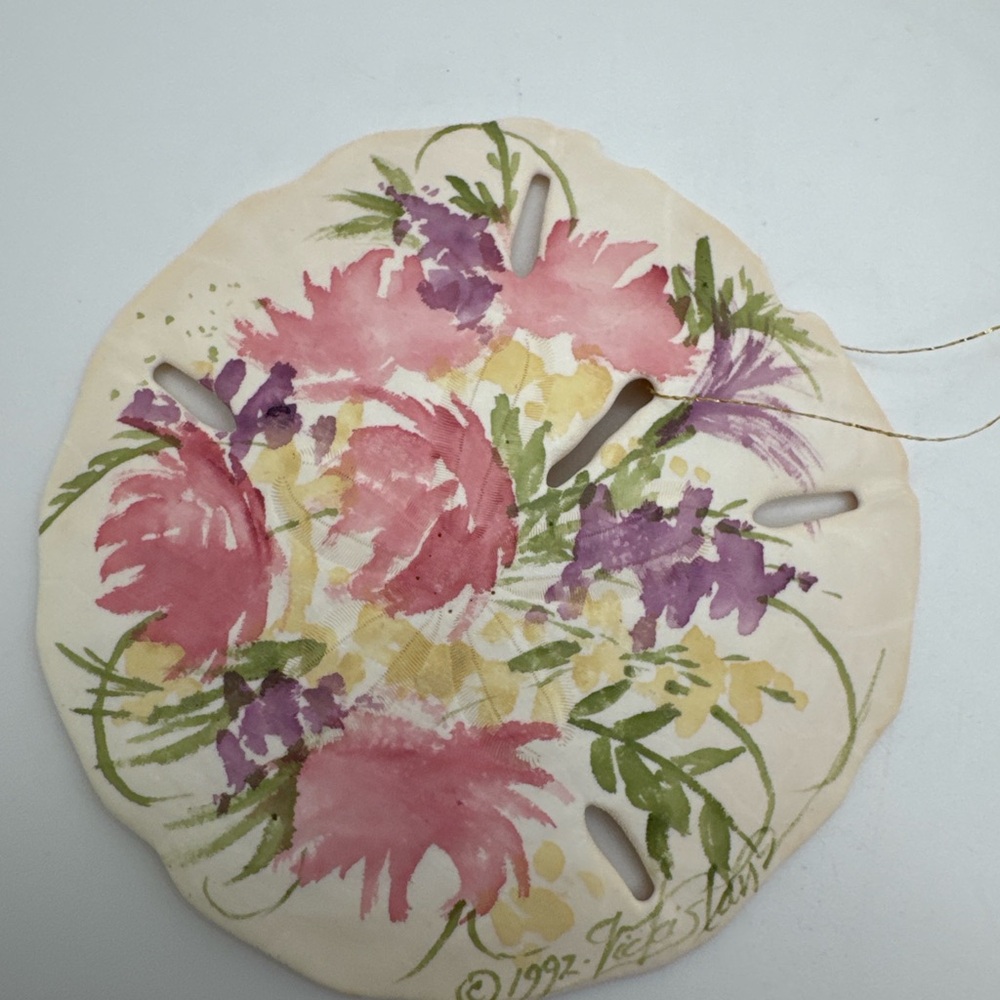 Floral Watercolor Sand Dollar Wall Accent - Pink, Purple, Green